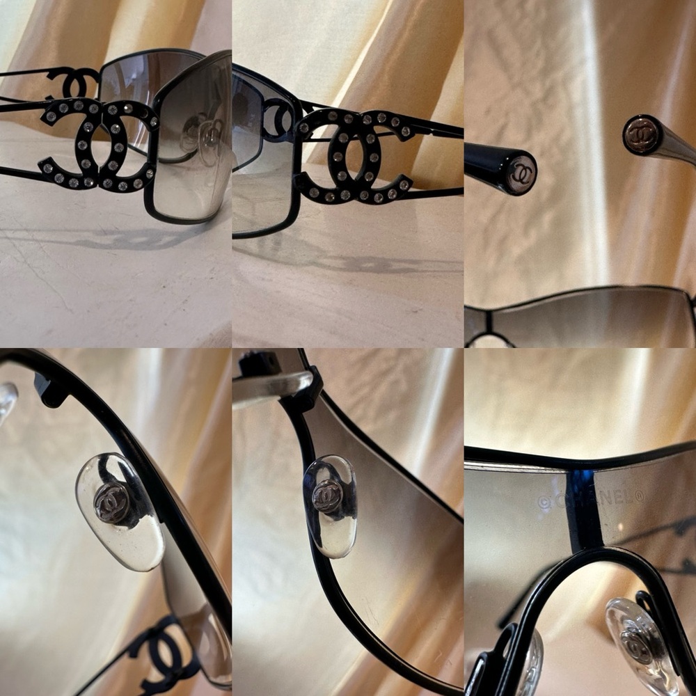 Chanel RARE Shield Crystal Studded CC Vintage Y2K Sunglasses - Picture 14 of 17